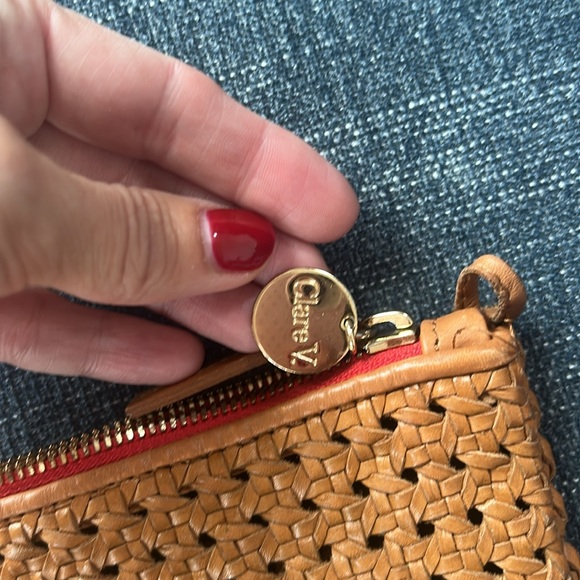 Clare V Flat Clutch with tabs in tan rattan - Picture 3 of 7